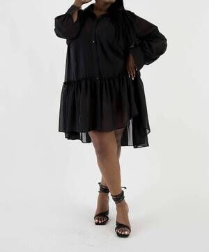 NEW SANTE GRACE poly chiffon tunic dress in black